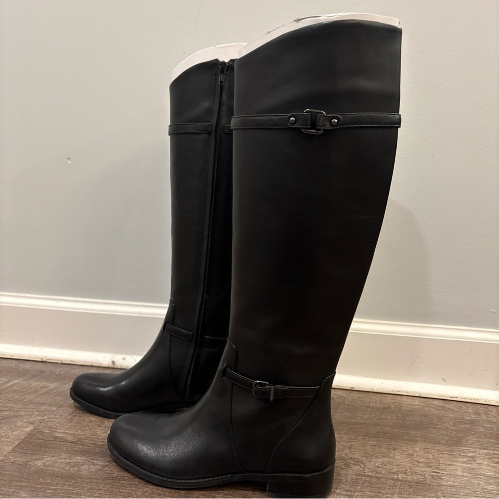Gianni Bini new knee high black leather riding boots size 6.5